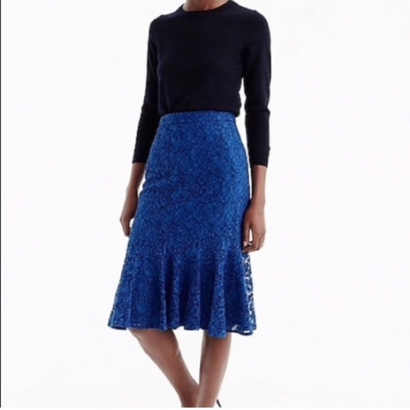 New J.CREW Tall Black Lace Trumpet Skirt Midi Holiday Cocktail Party Work Long - Picture 3 of 12